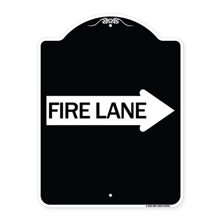 Signmission Fire Lane Right Arrow Heavy-Gauge Aluminum Architectural Sign, 24" x 18", BW-1824-24391 A-DES-BW-1824-24391